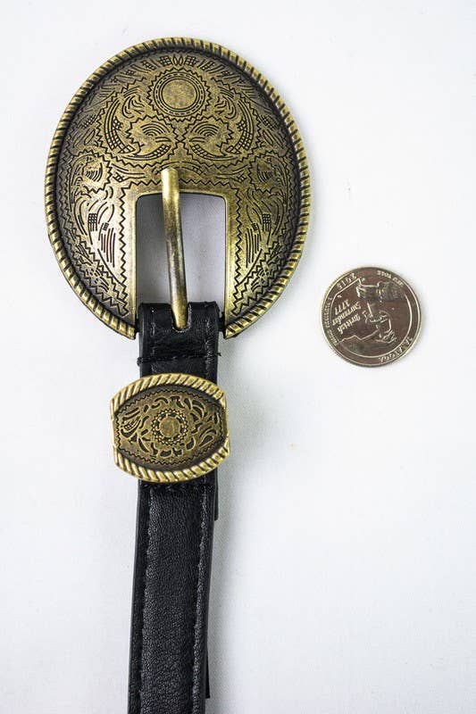 Vintage Embossed Buckle Belt