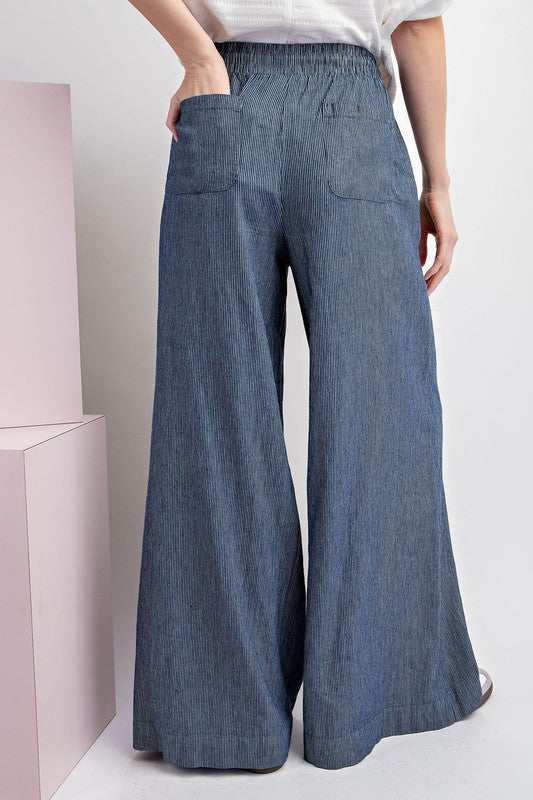 Washed Pinstriped Pants