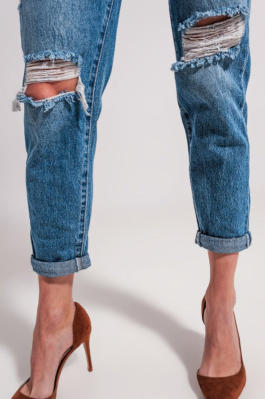 Asymmetric Blue Jeans