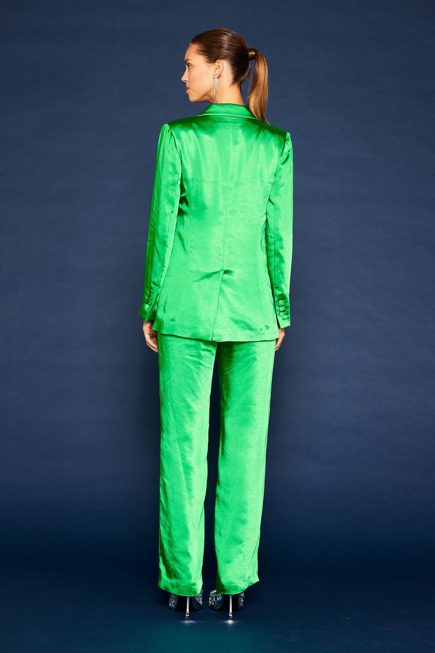 One-Button Satin Blazer
