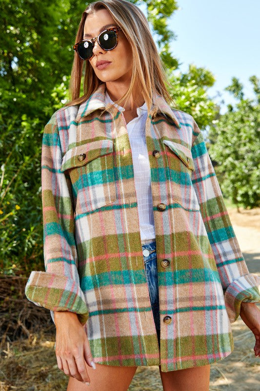 Multi Color Plaid Shacket