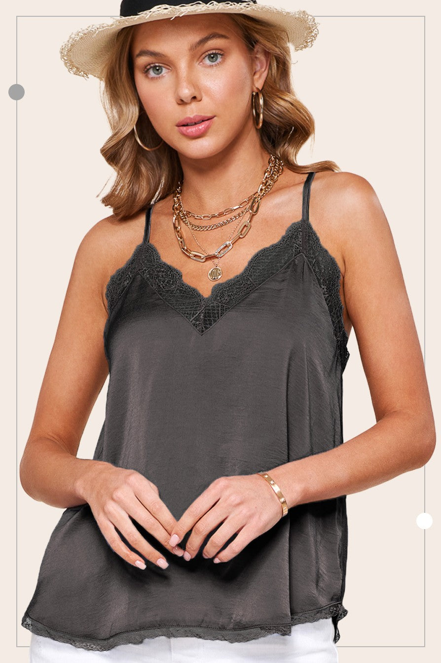 Lace Trim Sleeveless Top