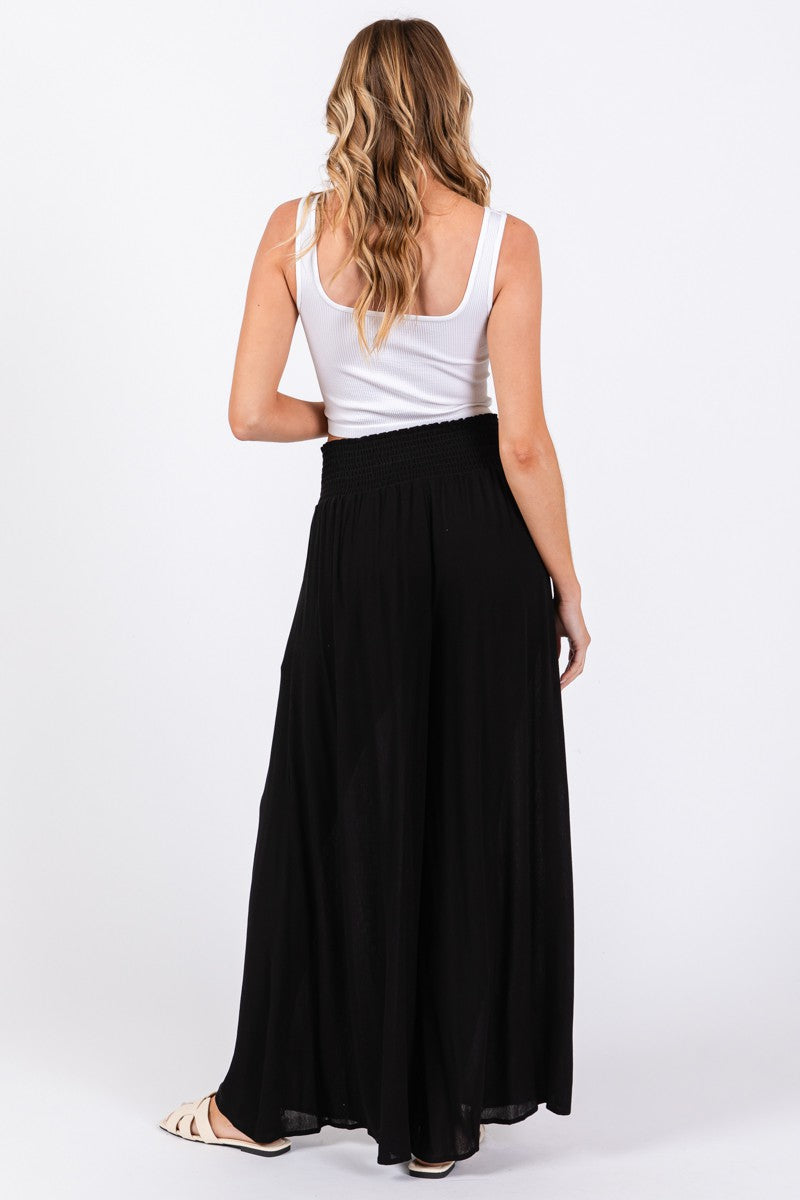 Smocked Wide Leg Pants