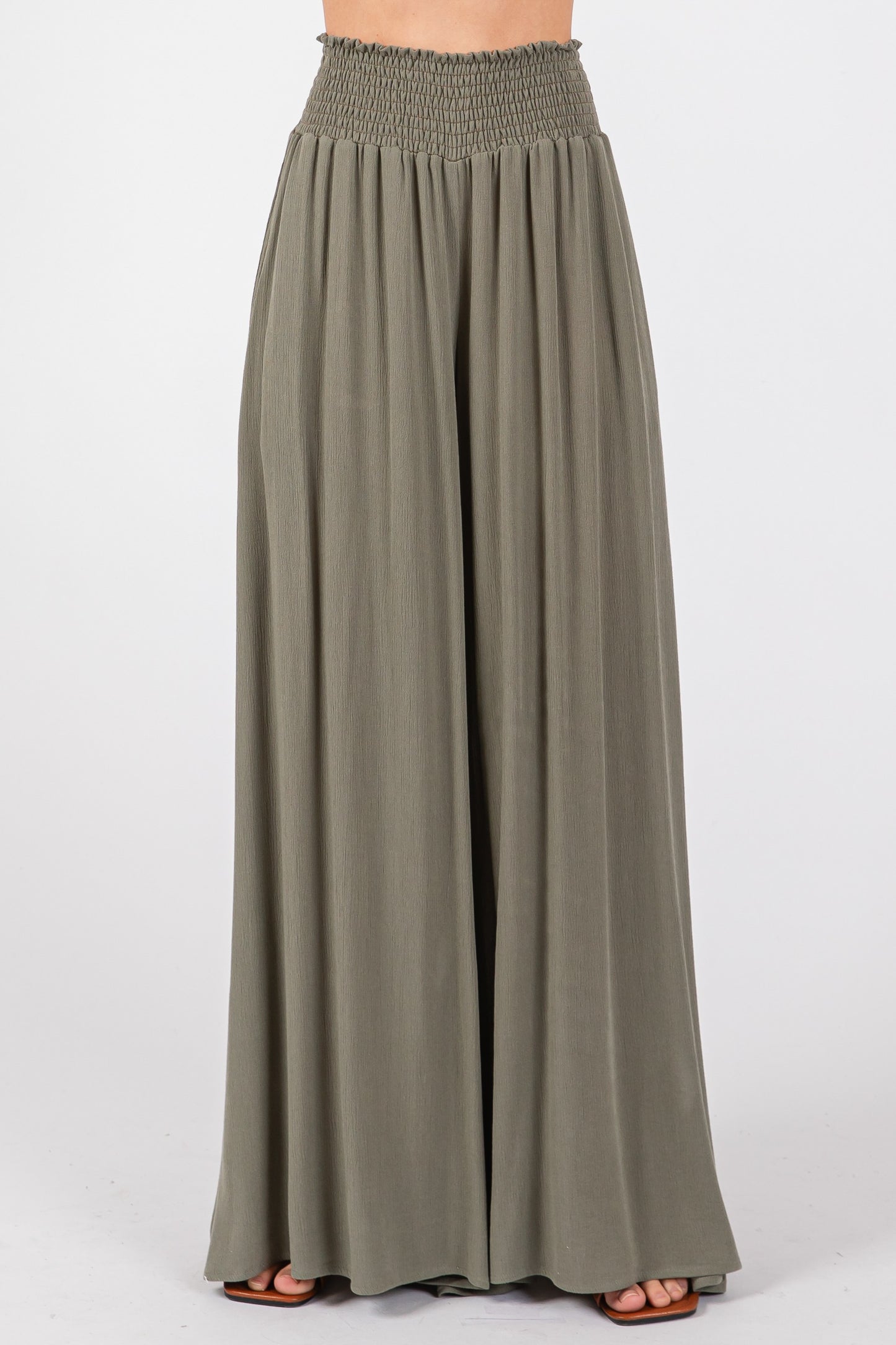 Smocked Wide Leg Pants