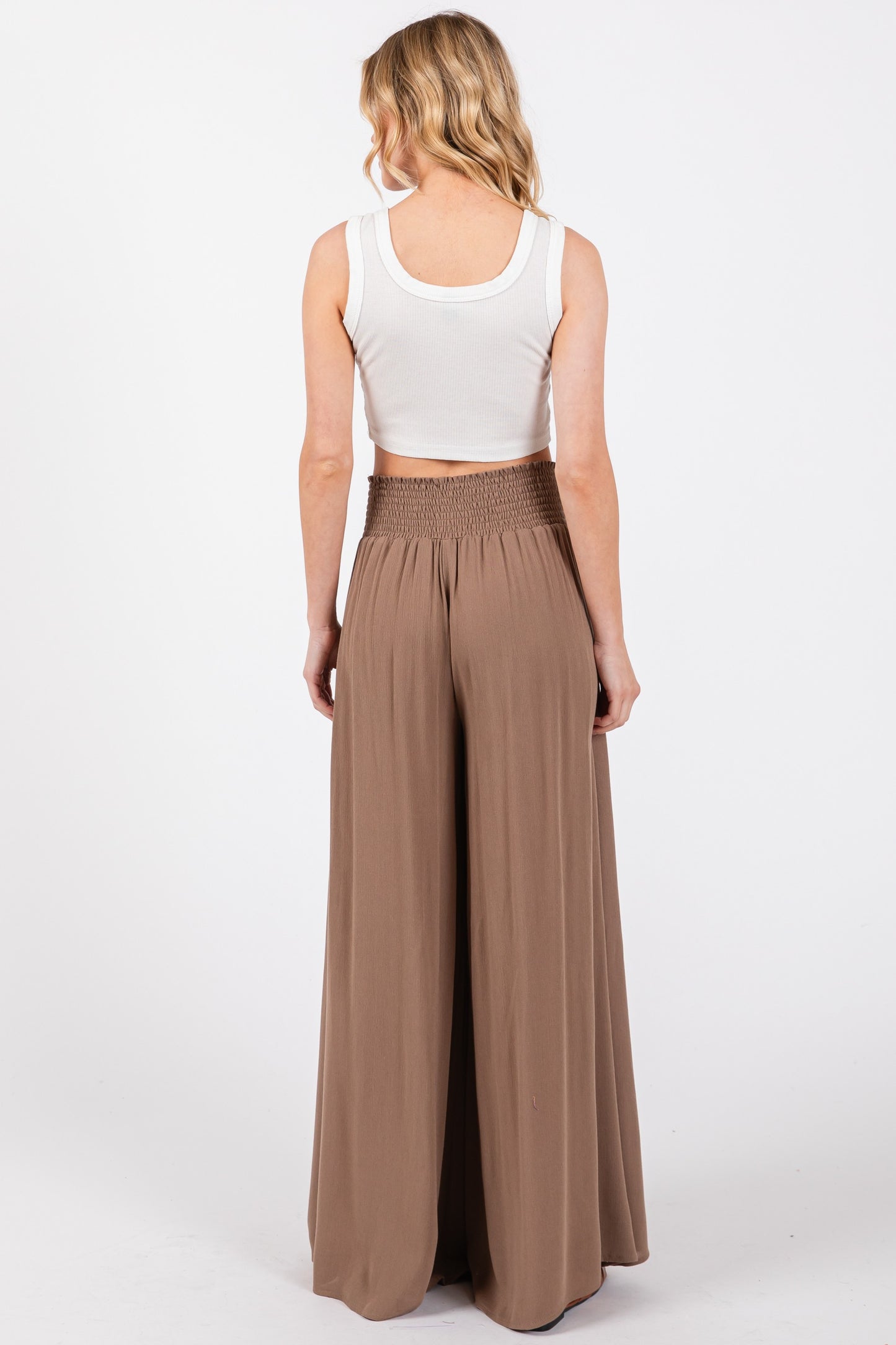 Smocked Wide Leg Pants