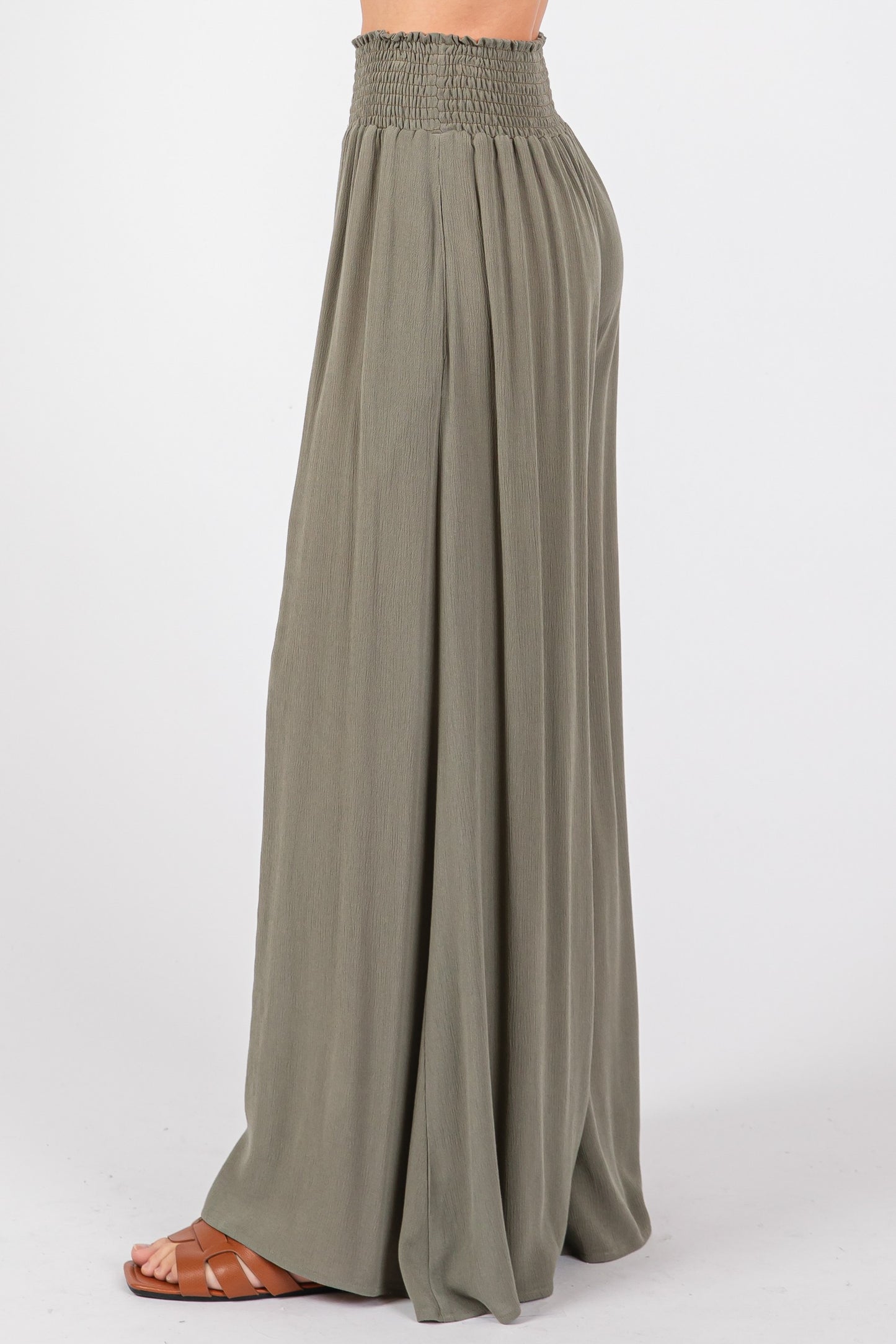 Smocked Wide Leg Pants