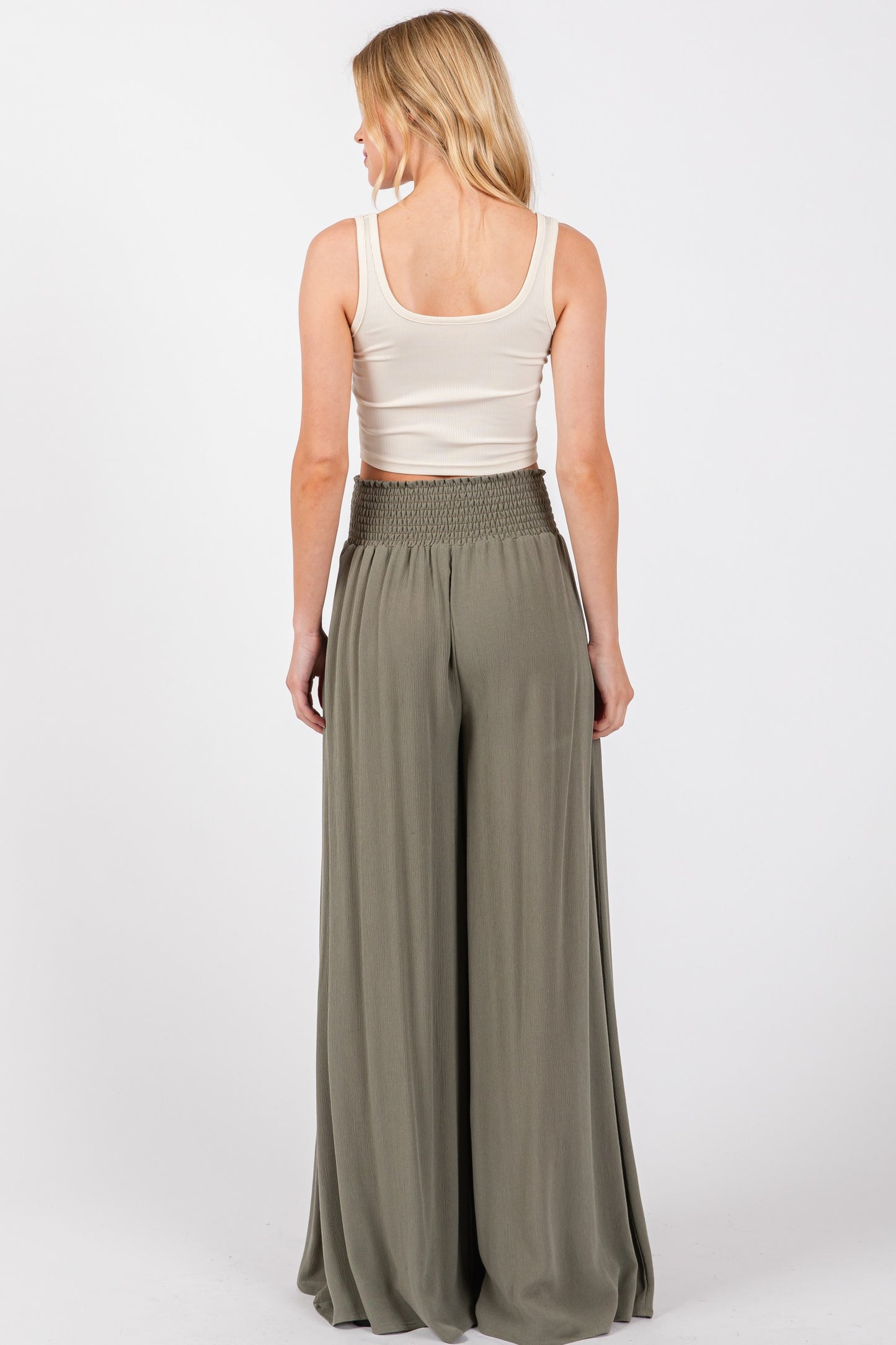 Smocked Wide Leg Pants