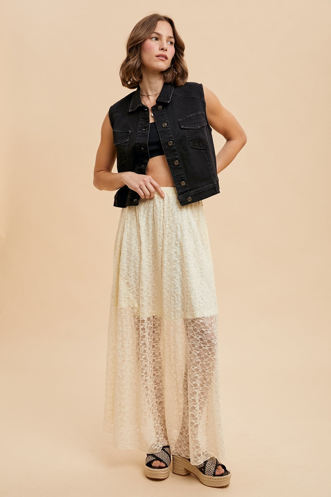Comfort Stretch Denim Cropped Vest