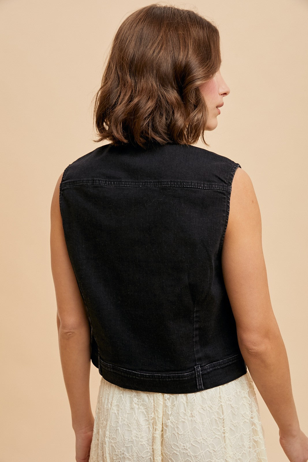 Comfort Stretch Denim Cropped Vest