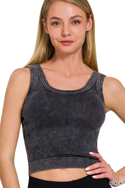 Washed Ribbed Seamless Top
