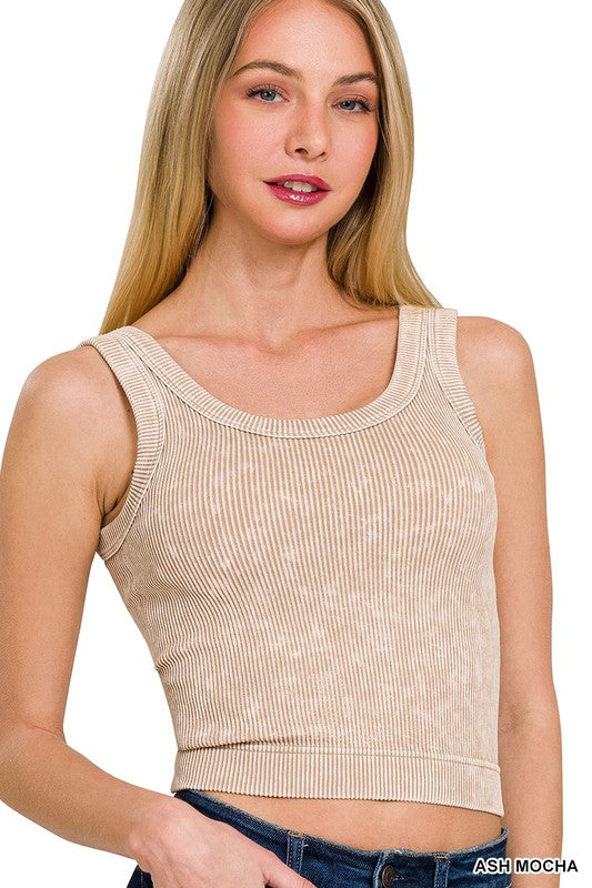 Washed Ribbed Seamless Top