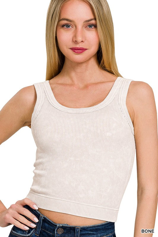 Washed Ribbed Seamless Top