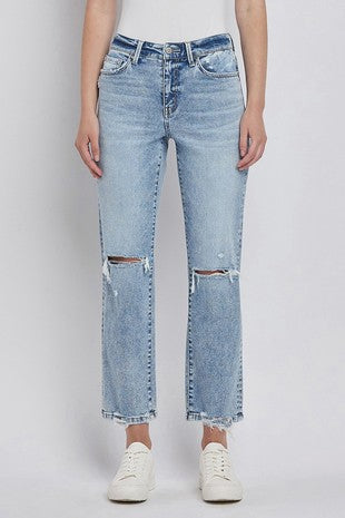 Distressed Straight Jeans