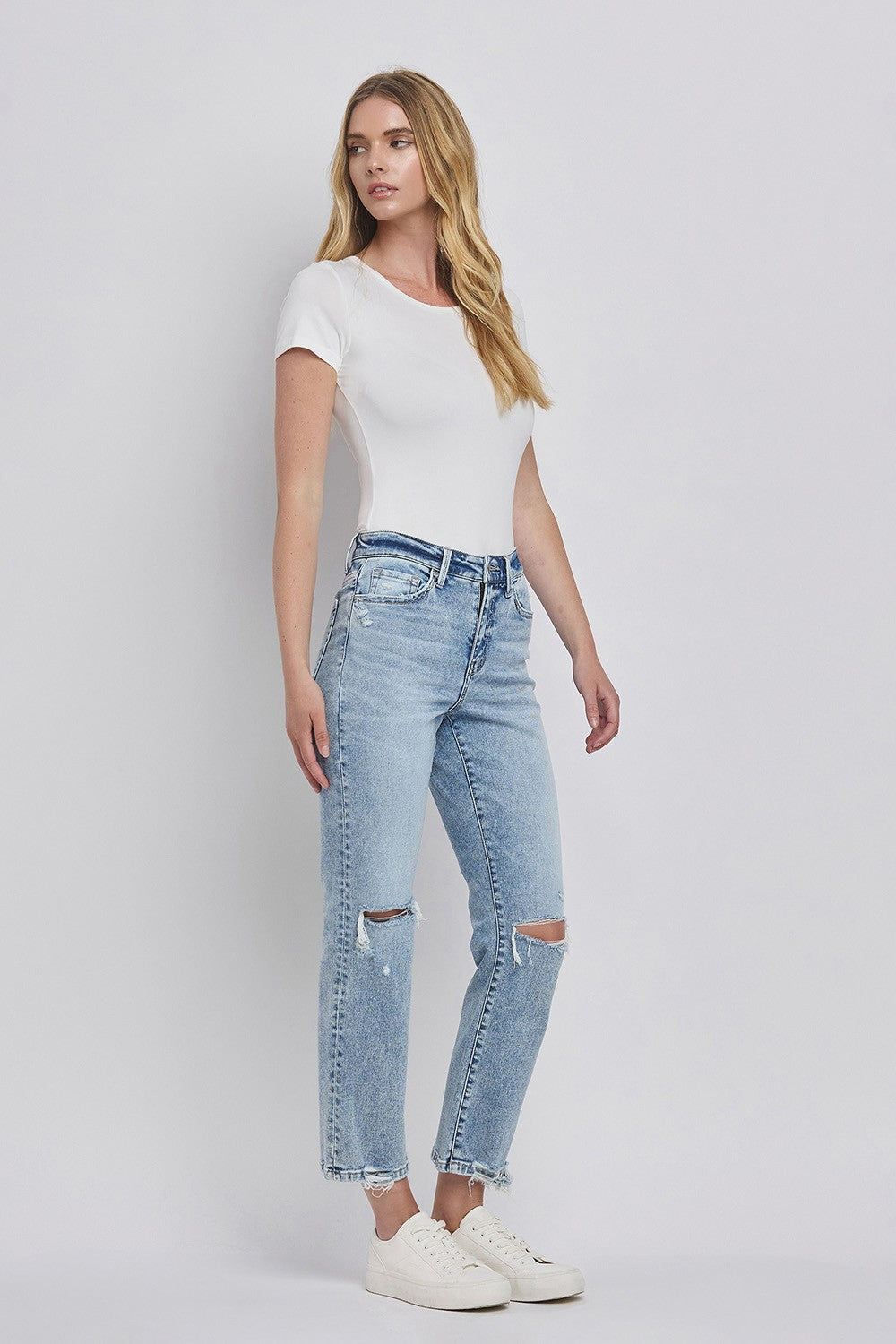 Distressed Straight Jeans