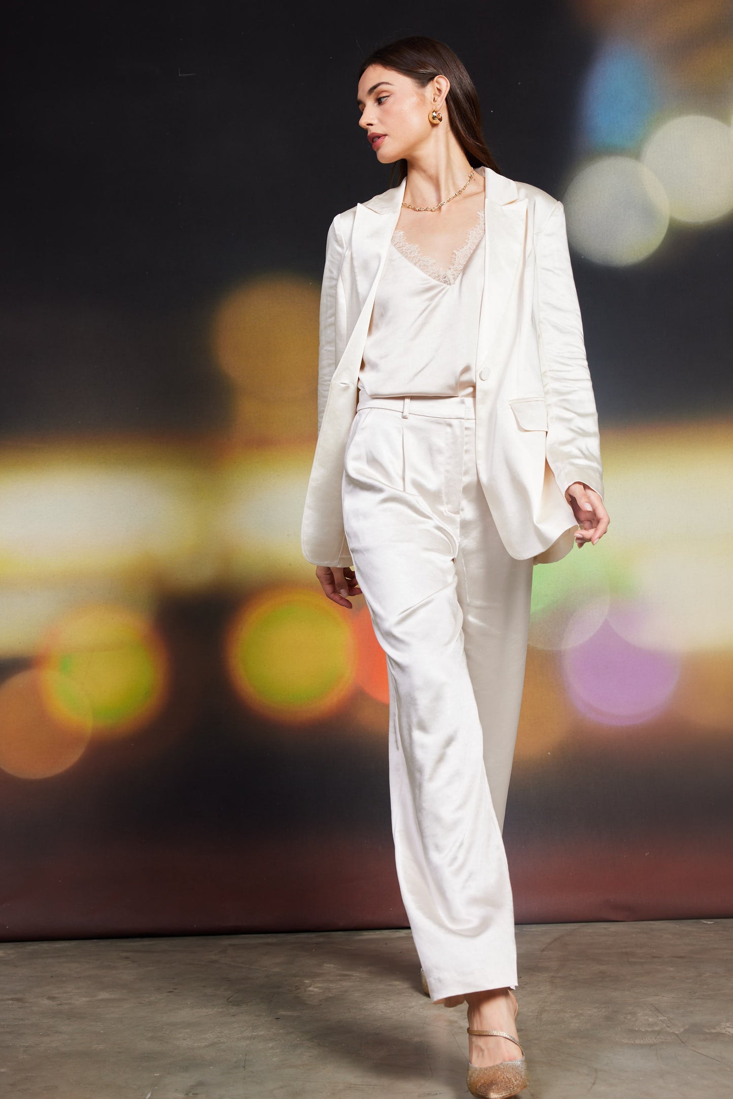 One-Button Satin Blazer