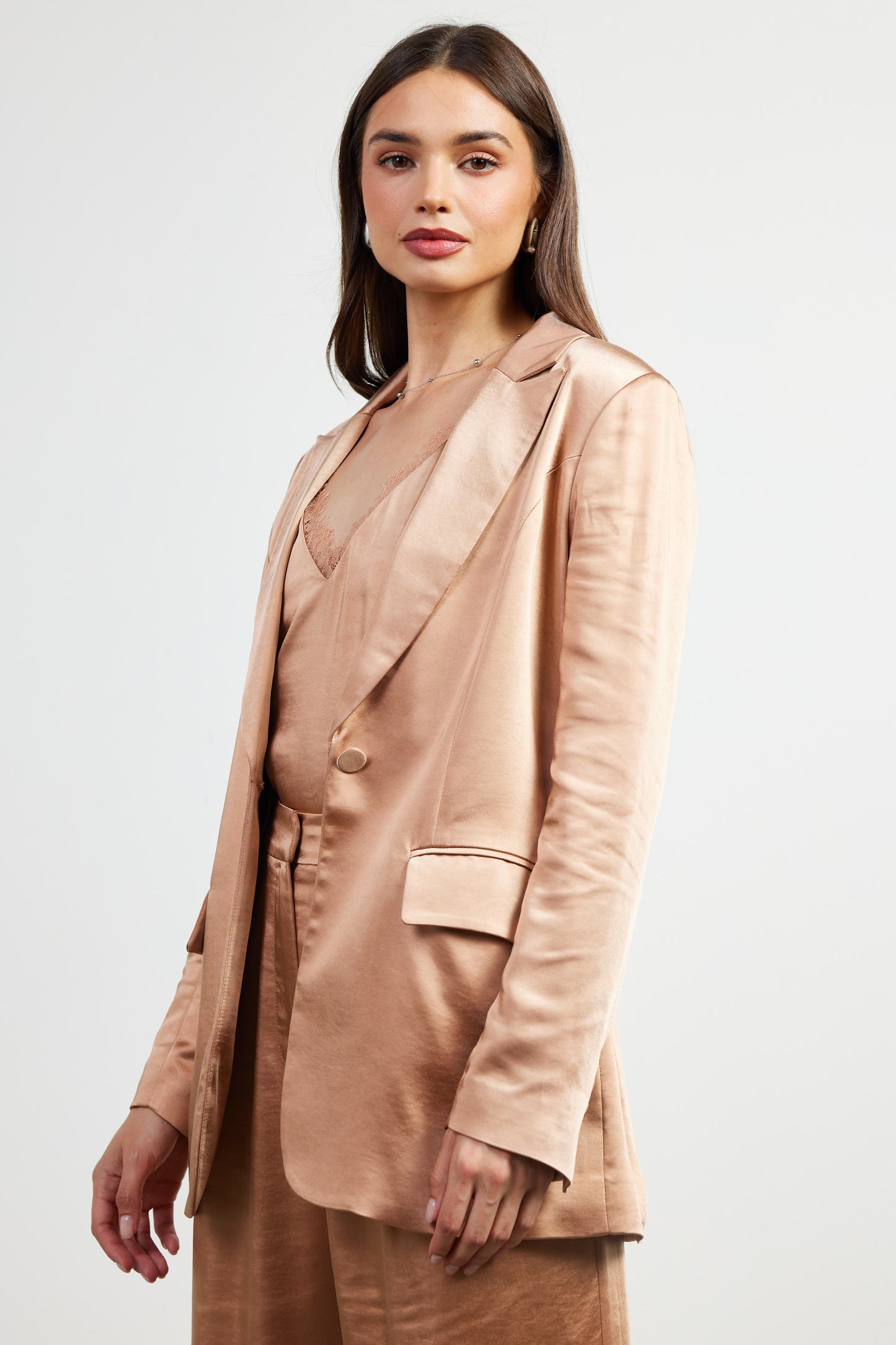 One-Button Satin Blazer