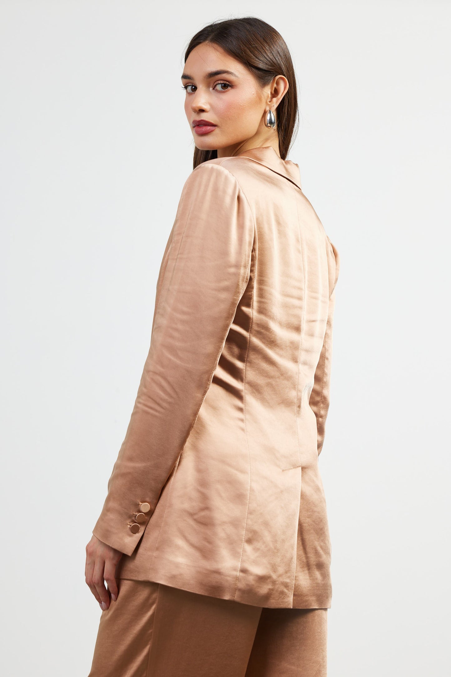One-Button Satin Blazer