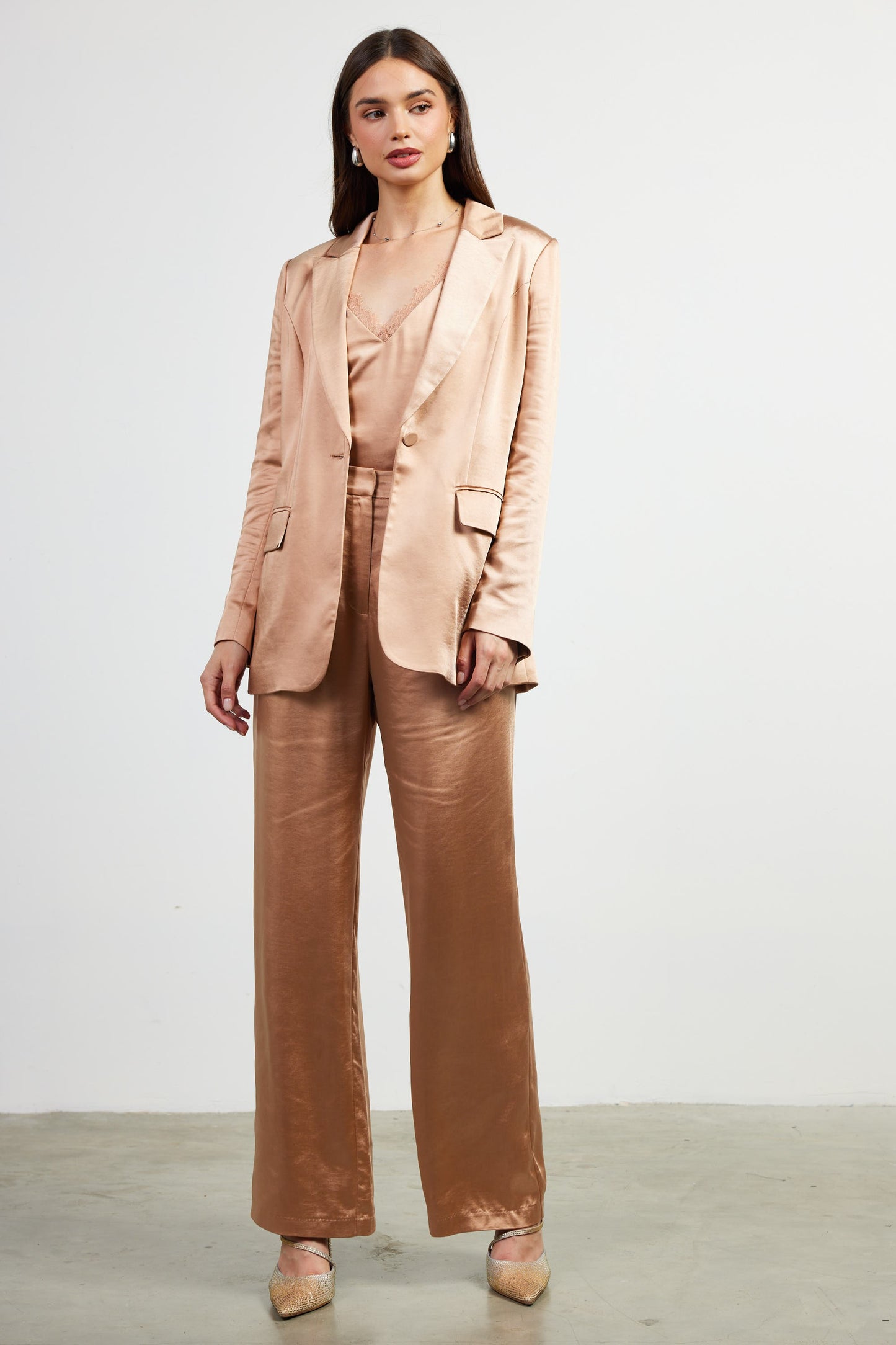 One-Button Satin Blazer