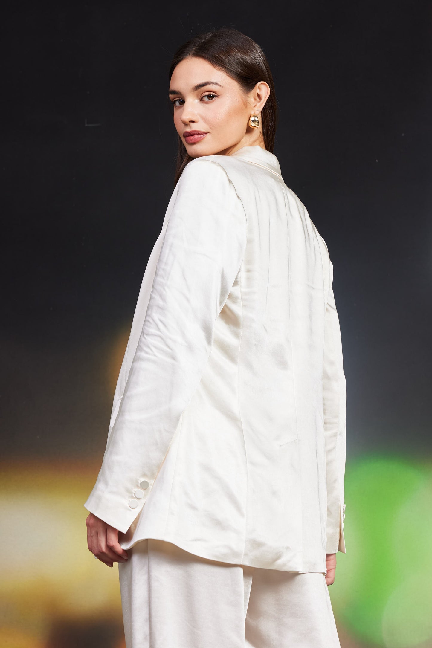 One-Button Satin Blazer