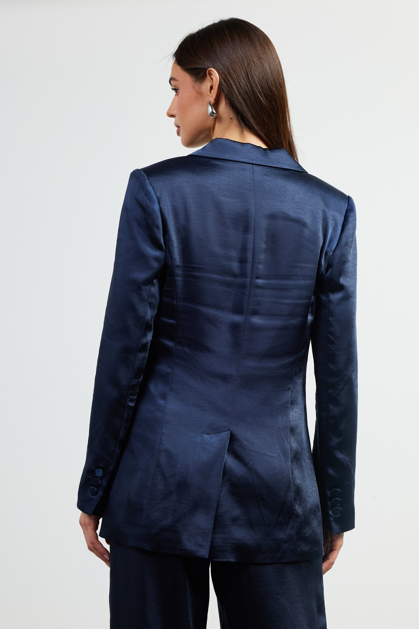 One-Button Satin Blazer
