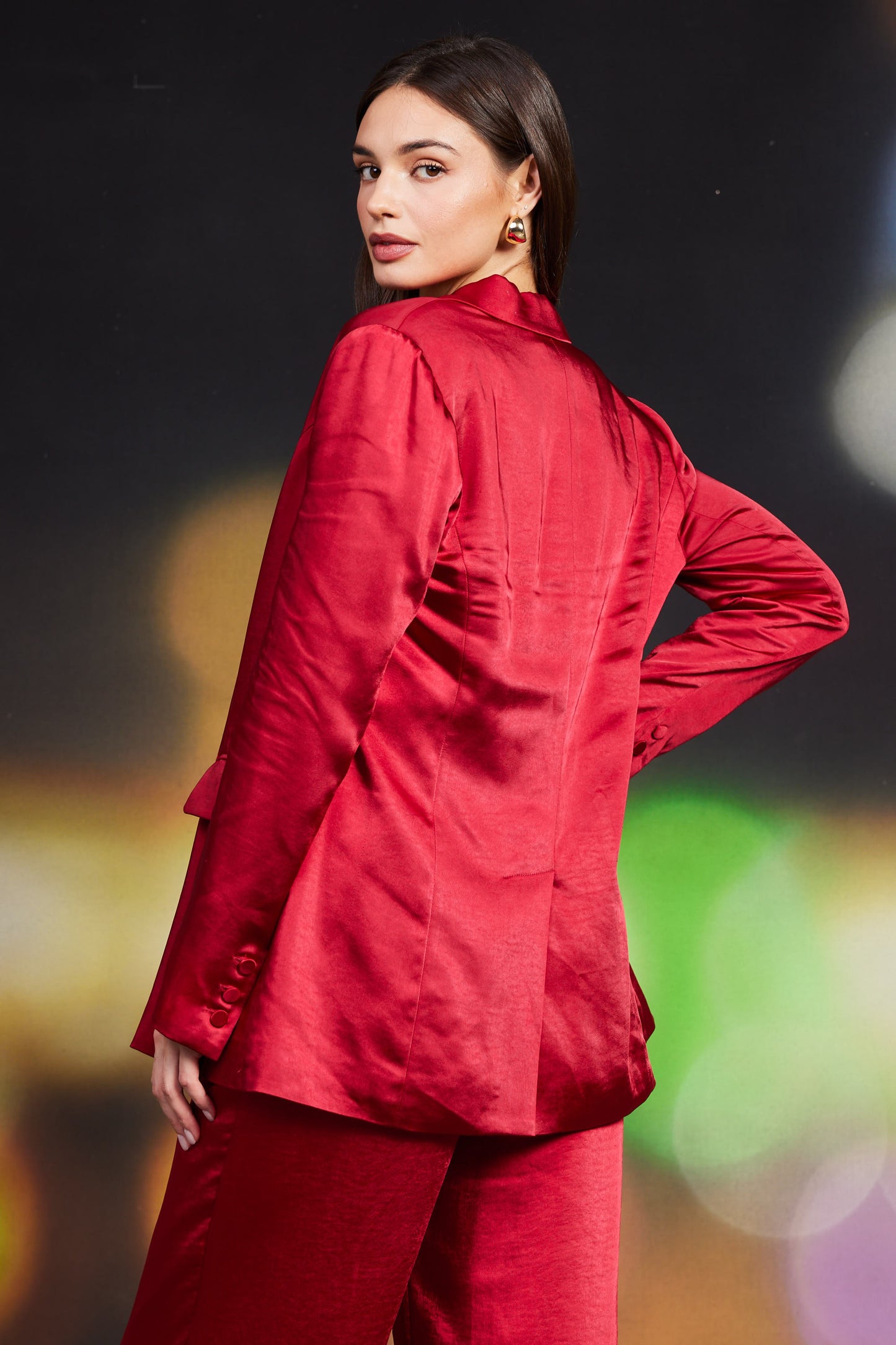 One-Button Satin Blazer
