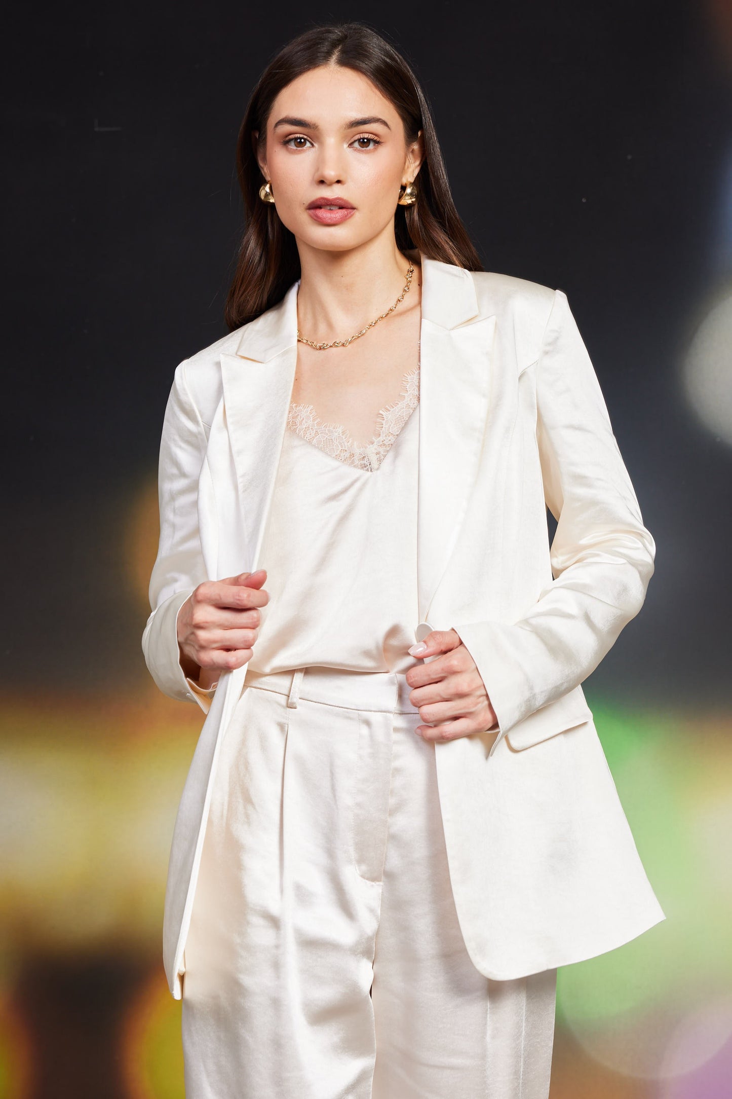 One-Button Satin Blazer