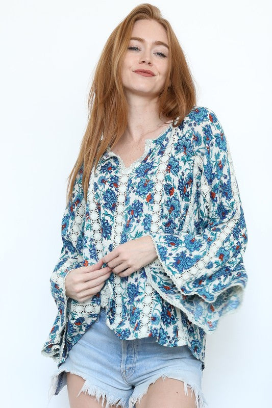 Lace Bell Sleeve Blouse