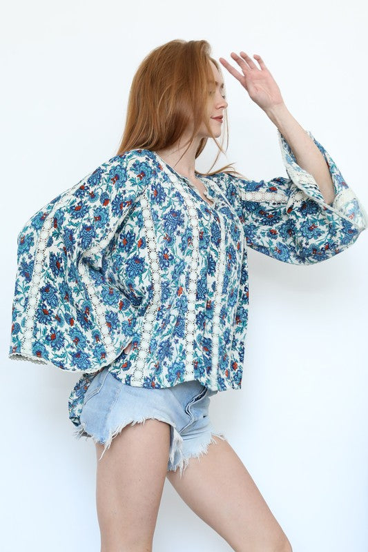 Lace Bell Sleeve Blouse