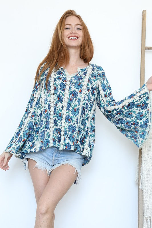 Lace Bell Sleeve Blouse