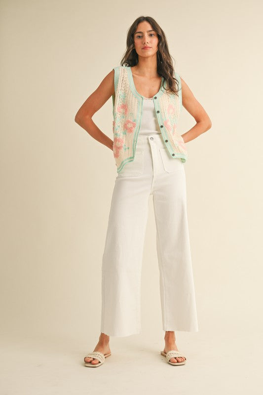 Embo Floral Crochet Vest