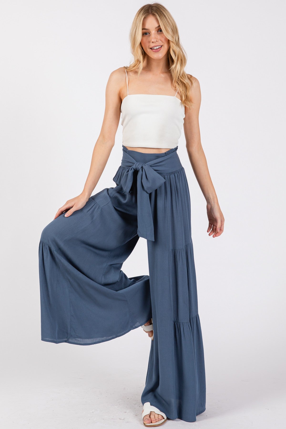 Woven Solid Hemming Pants