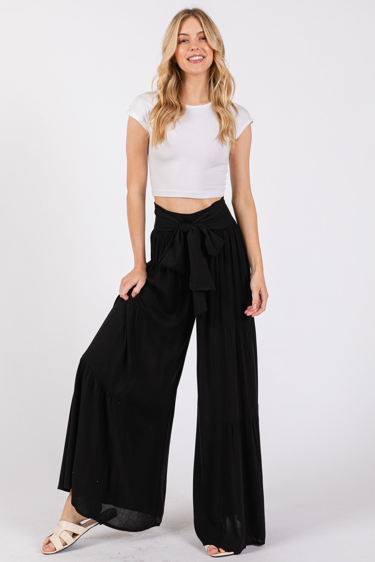 Woven Solid Hemming Pants