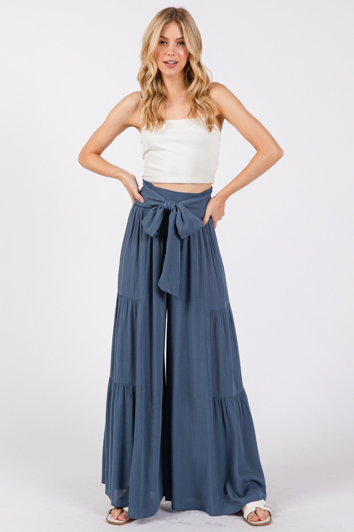 Woven Solid Hemming Pants