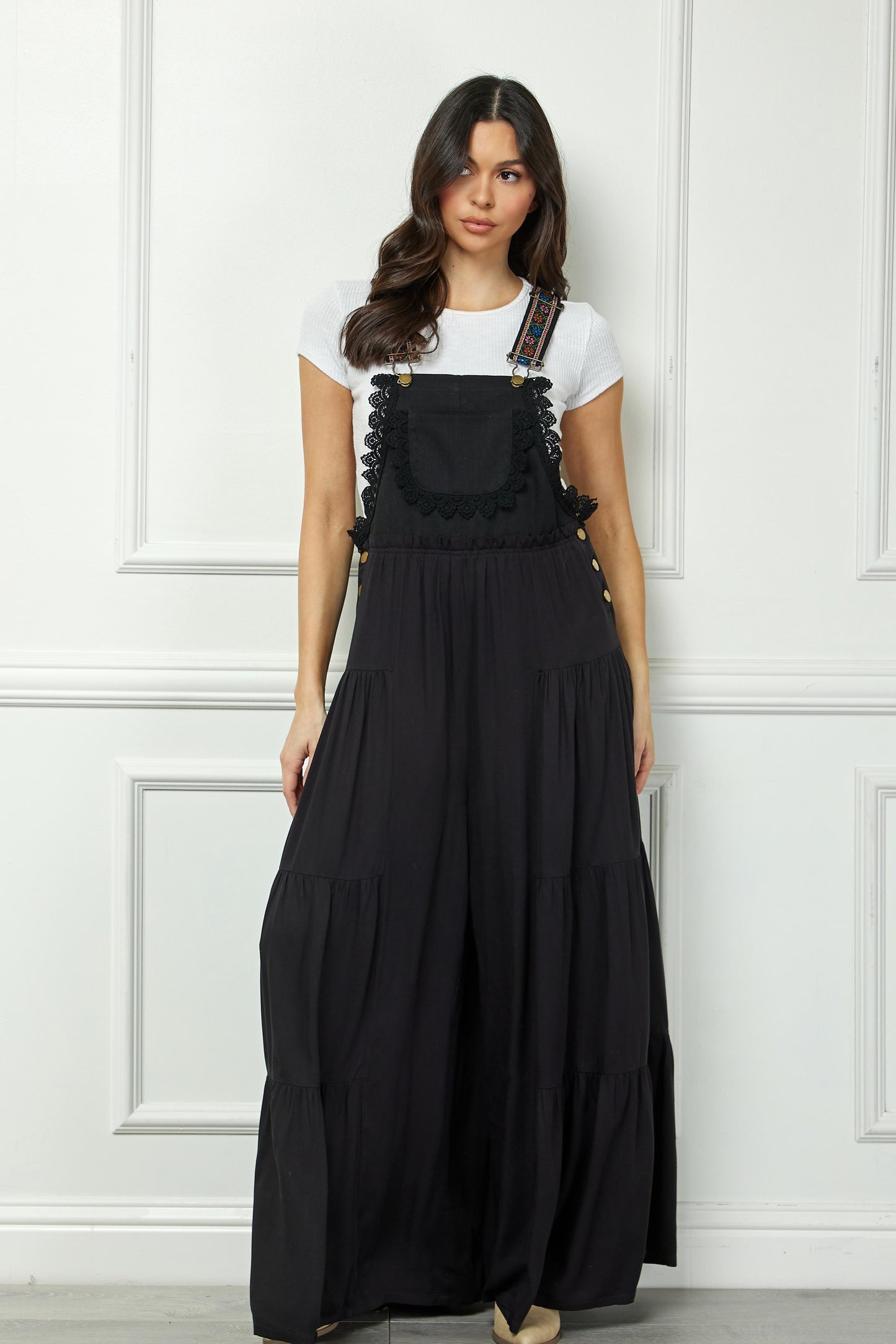 Boho Tiered Woven Overalls