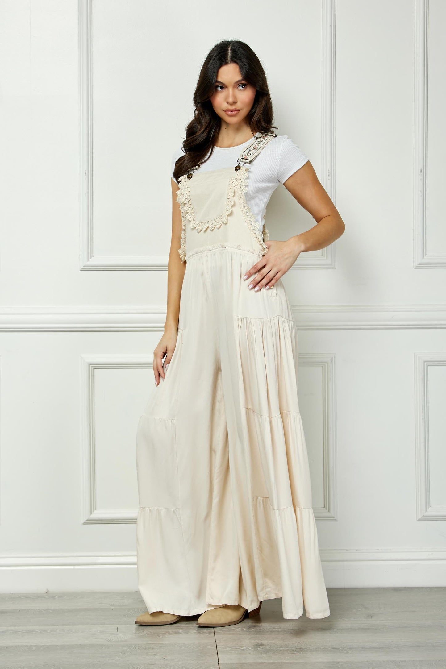 Boho Tiered Woven Overalls