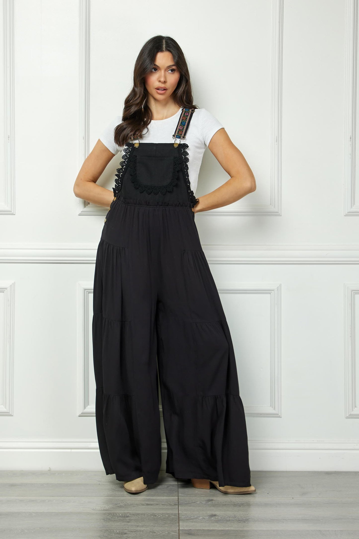 Boho Tiered Woven Overalls
