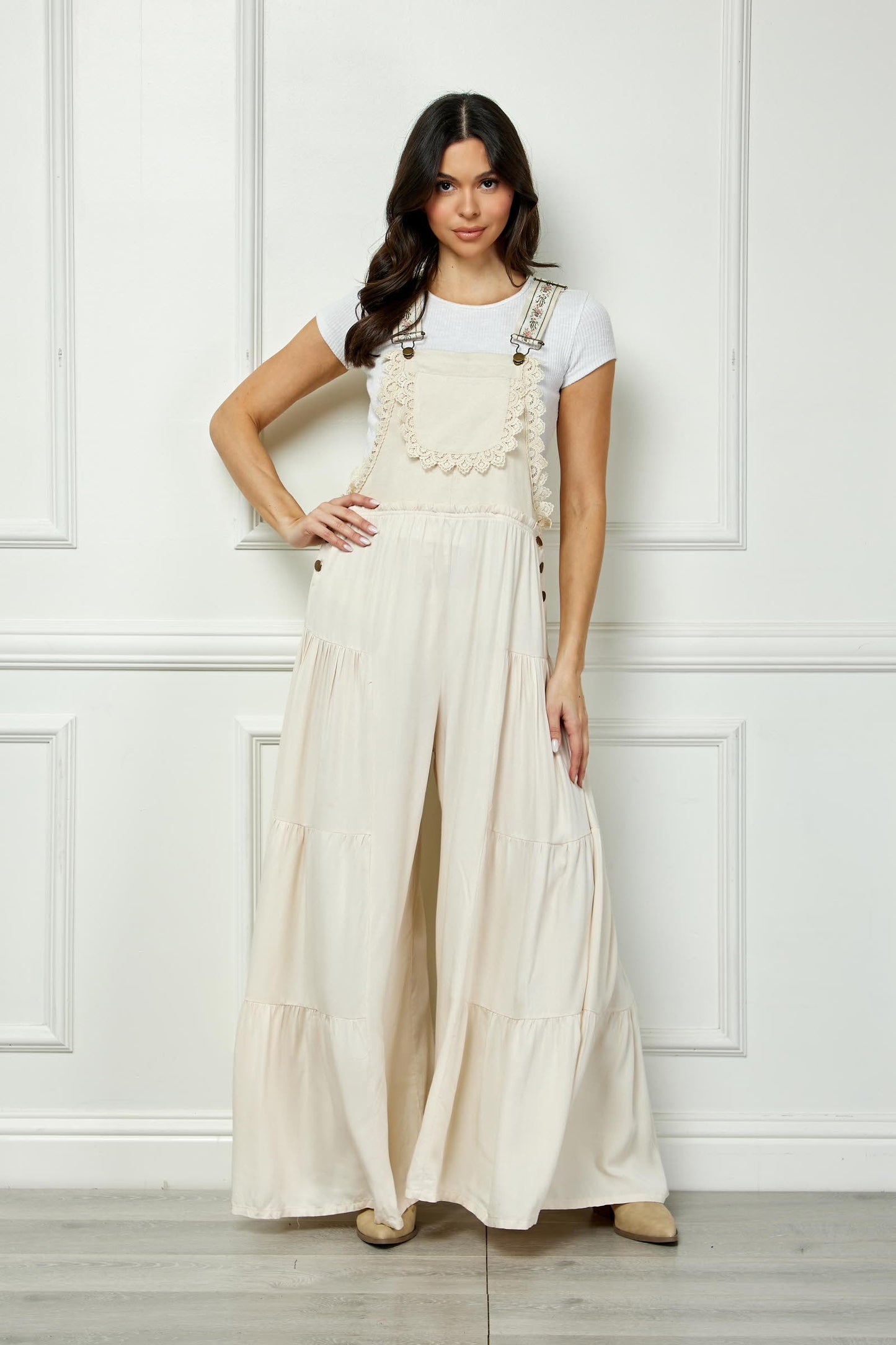 Boho Tiered Woven Overalls