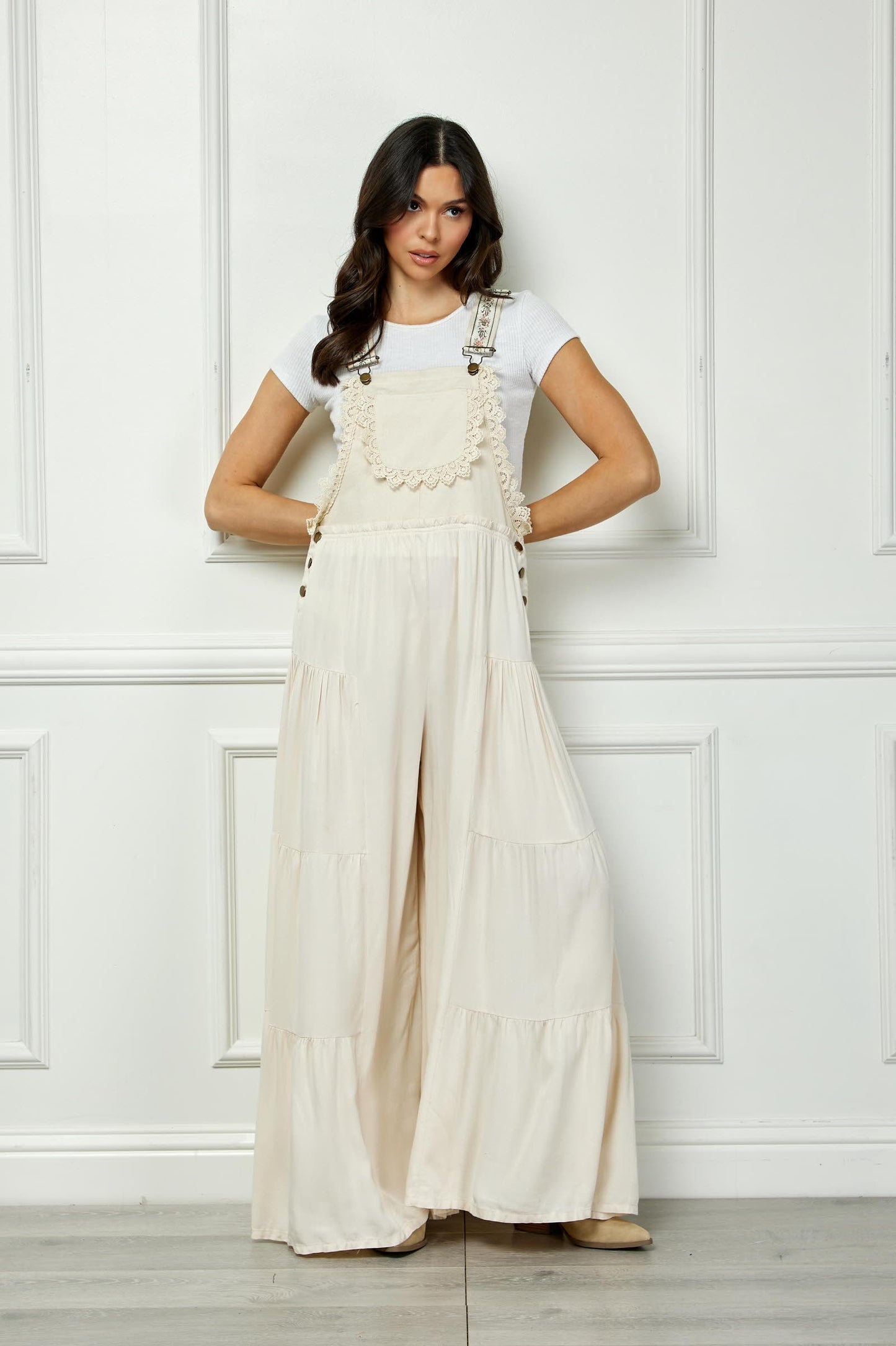 Boho Tiered Woven Overalls