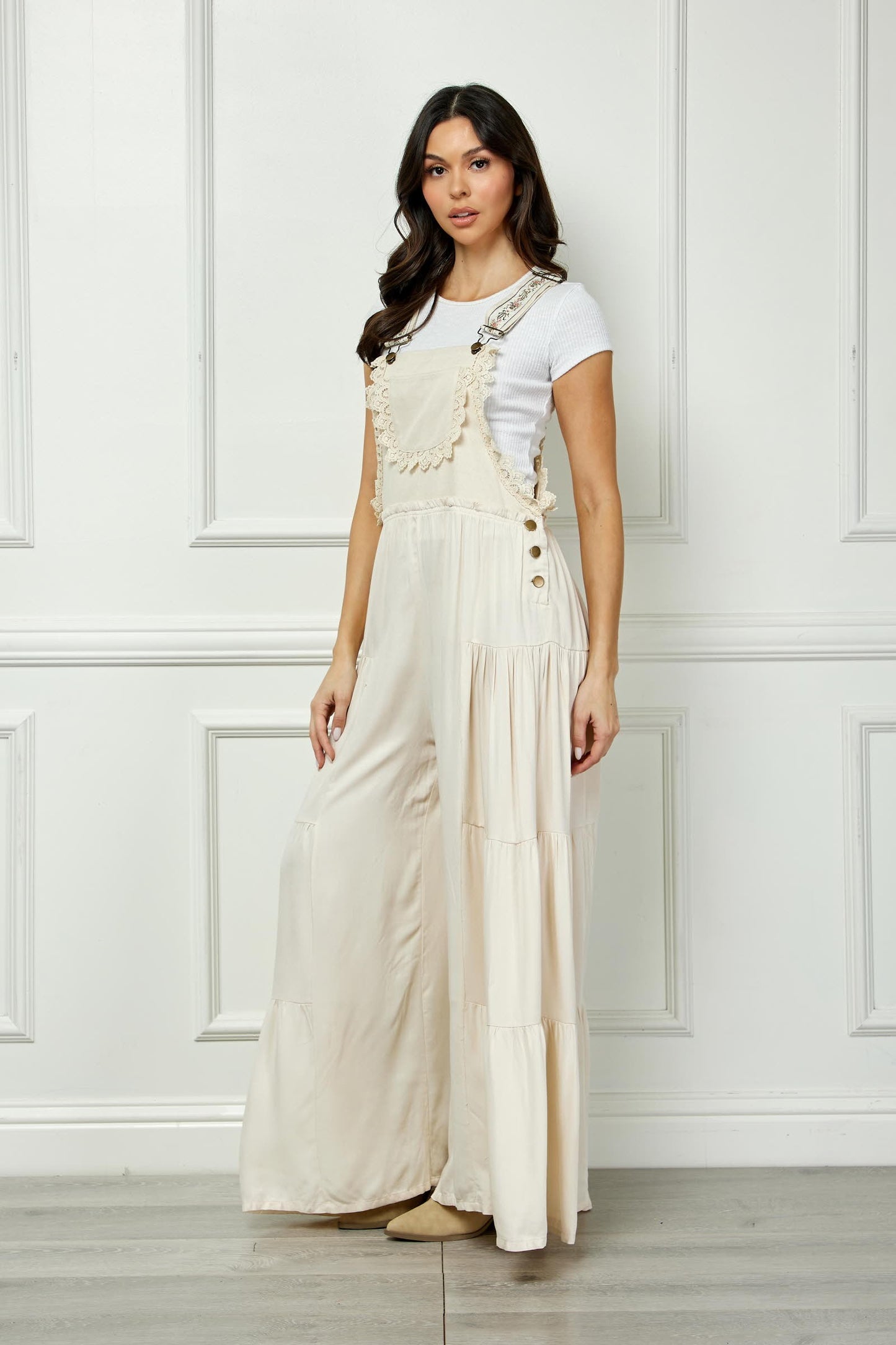 Boho Tiered Woven Overalls