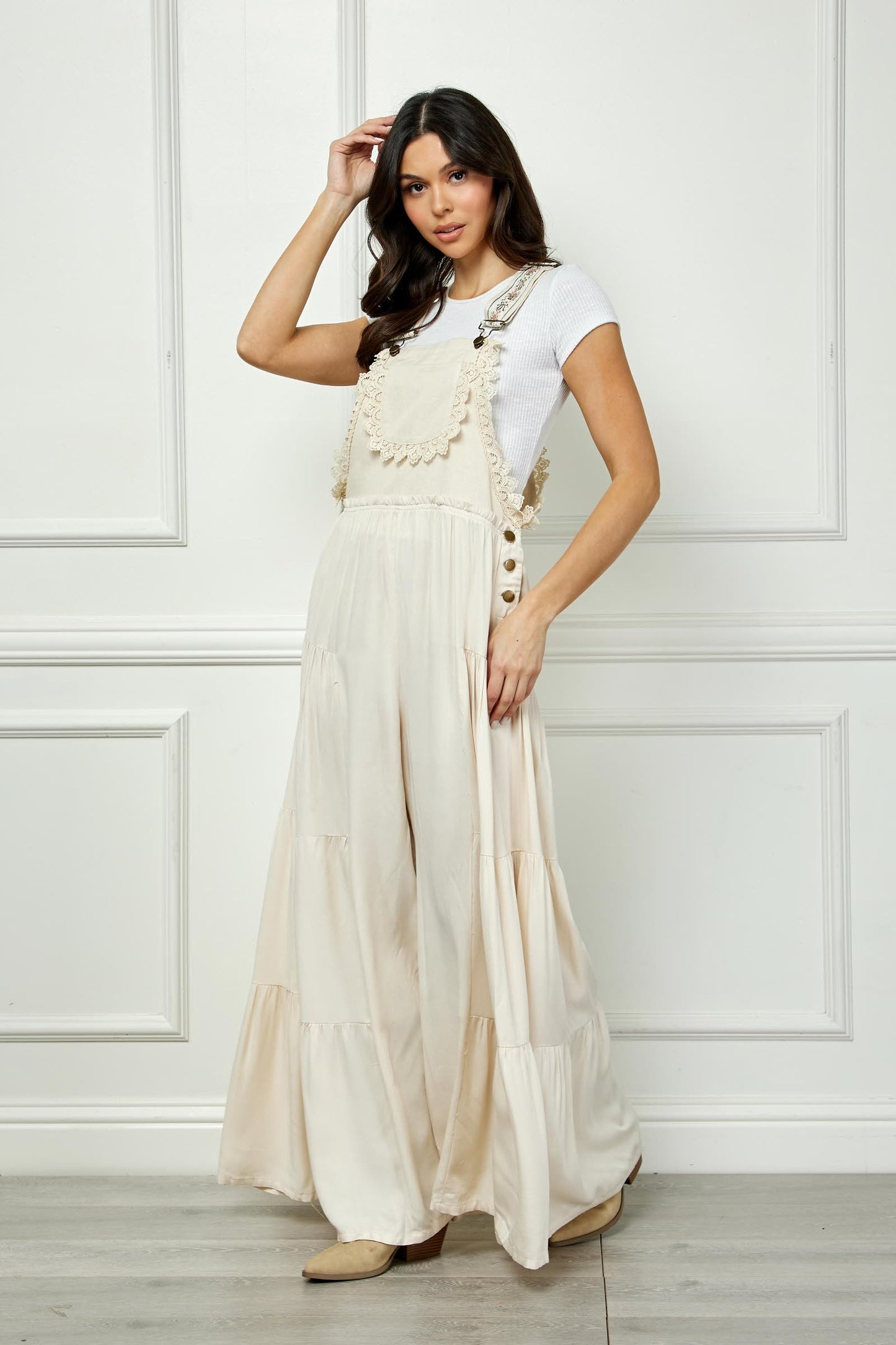 Boho Tiered Woven Overalls