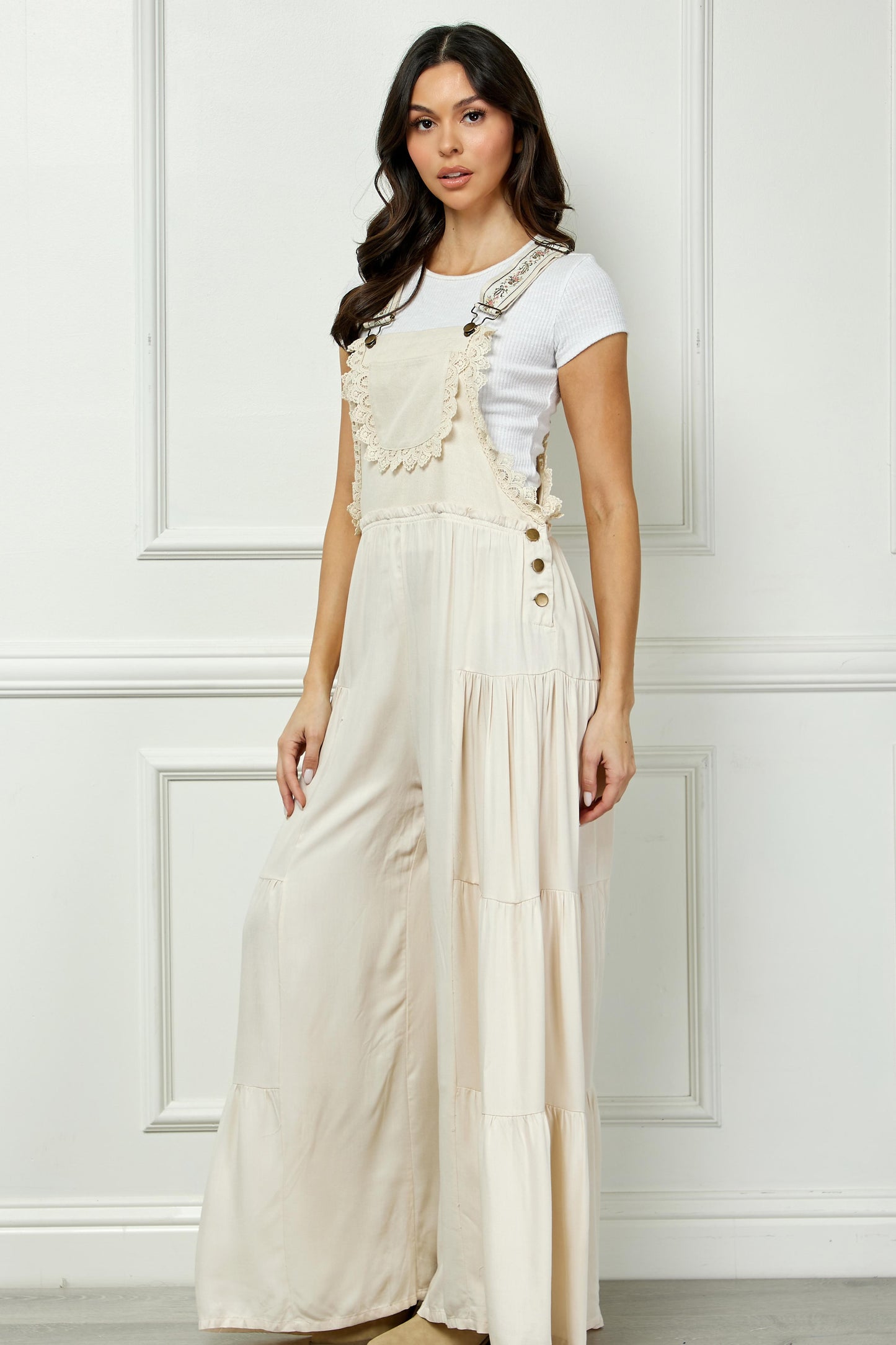 Boho Tiered Woven Overalls