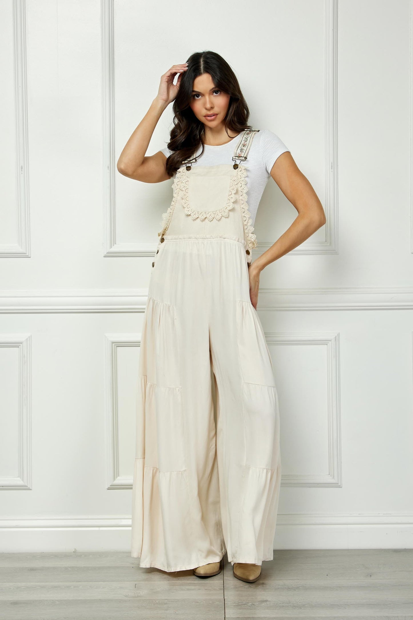 Boho Tiered Woven Overalls