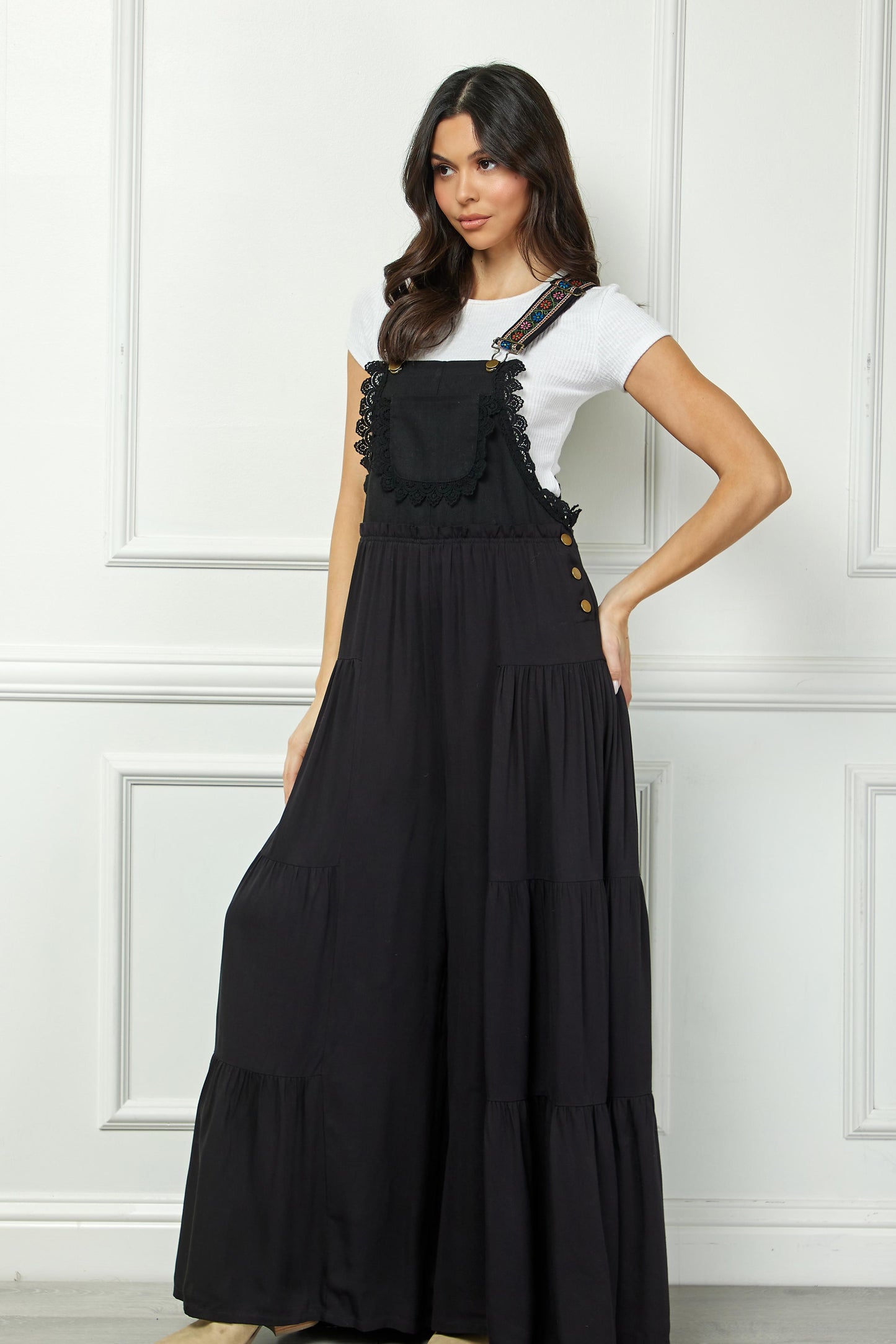 Boho Tiered Woven Overalls