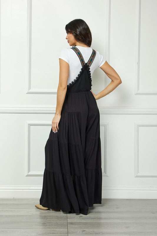 Boho Tiered Woven Overalls