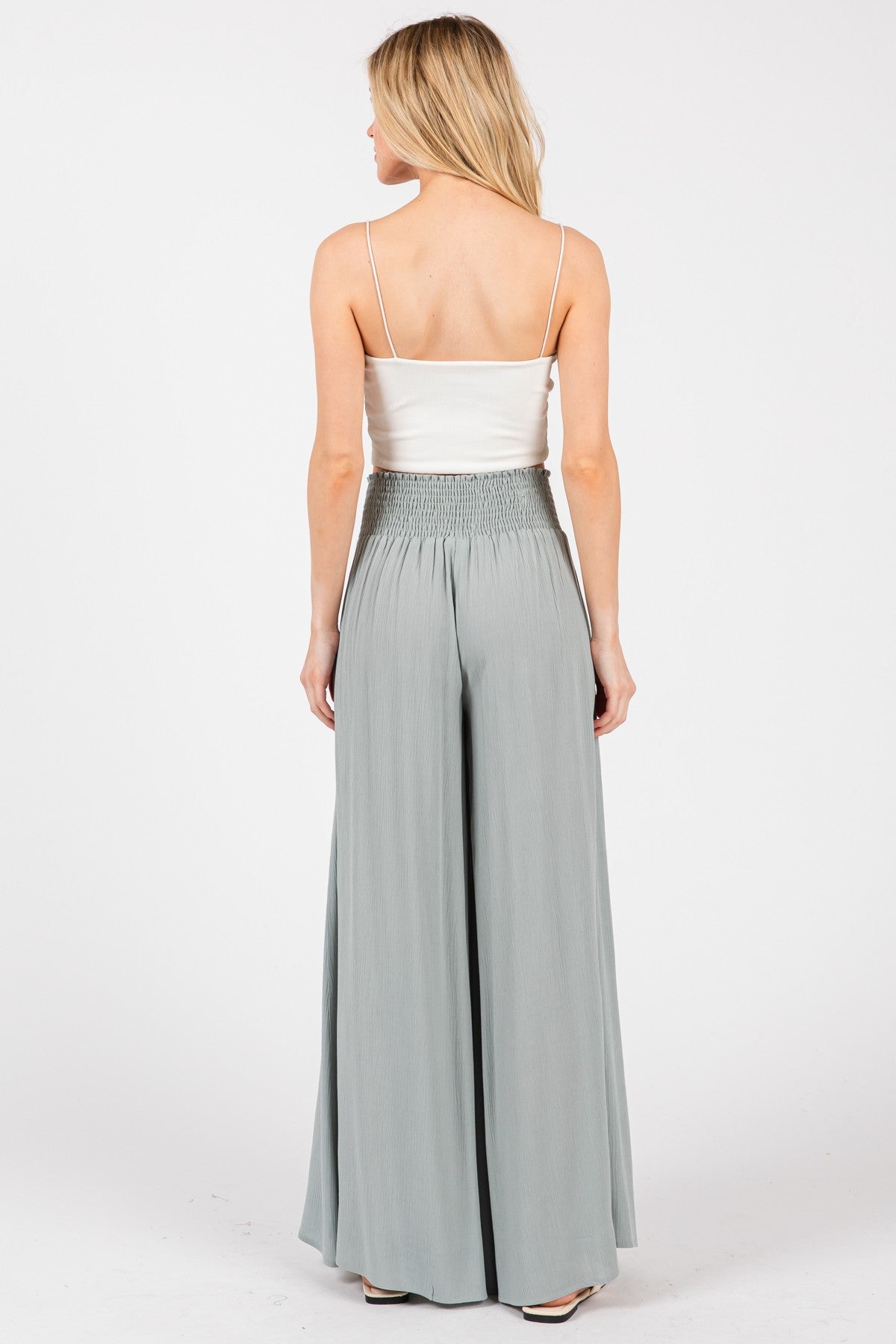 Smocked Wide Leg Pants