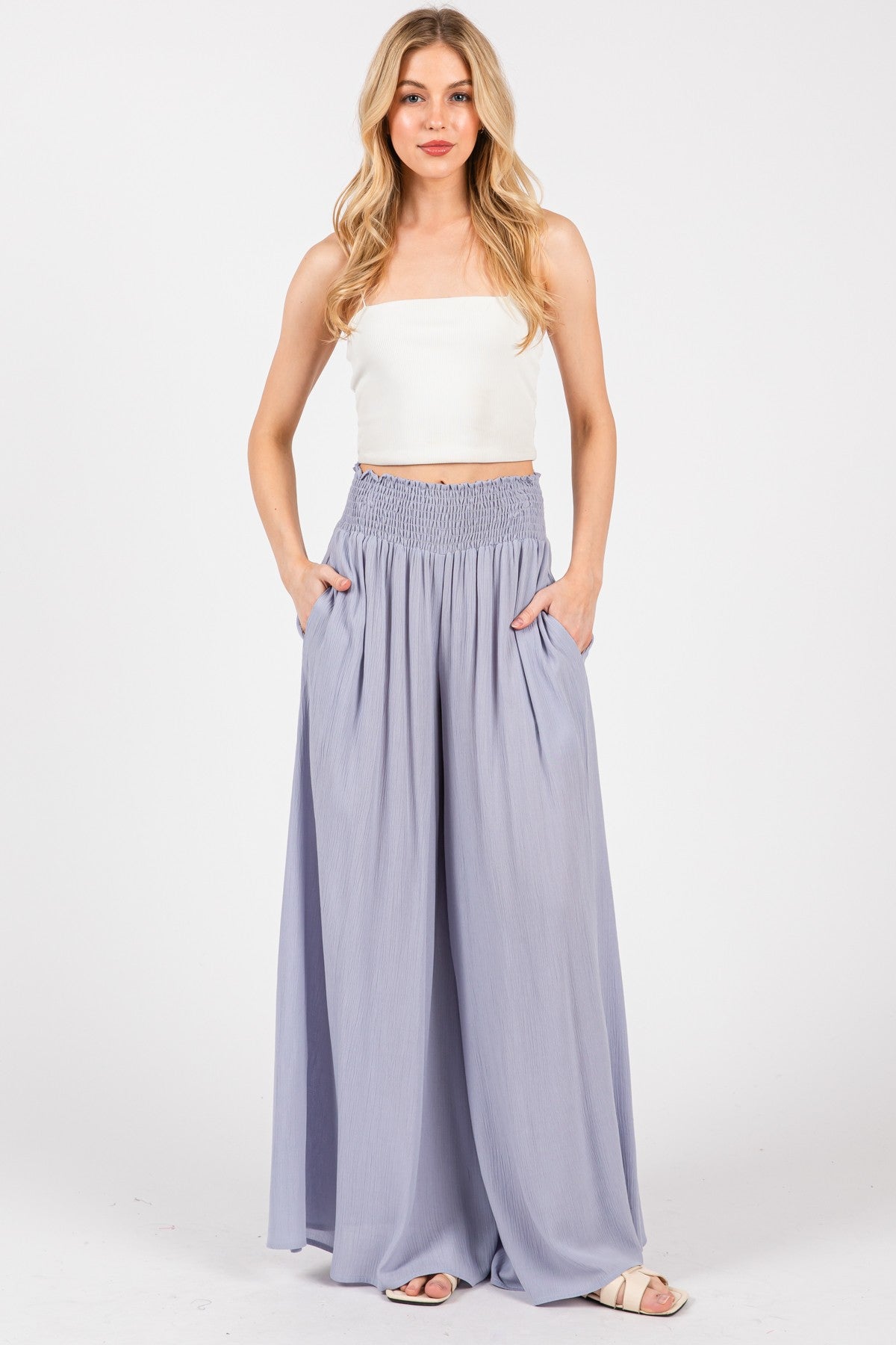 Smocked Wide Leg Pants