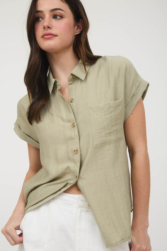 Cuff Sleeve Pintuck Shirt