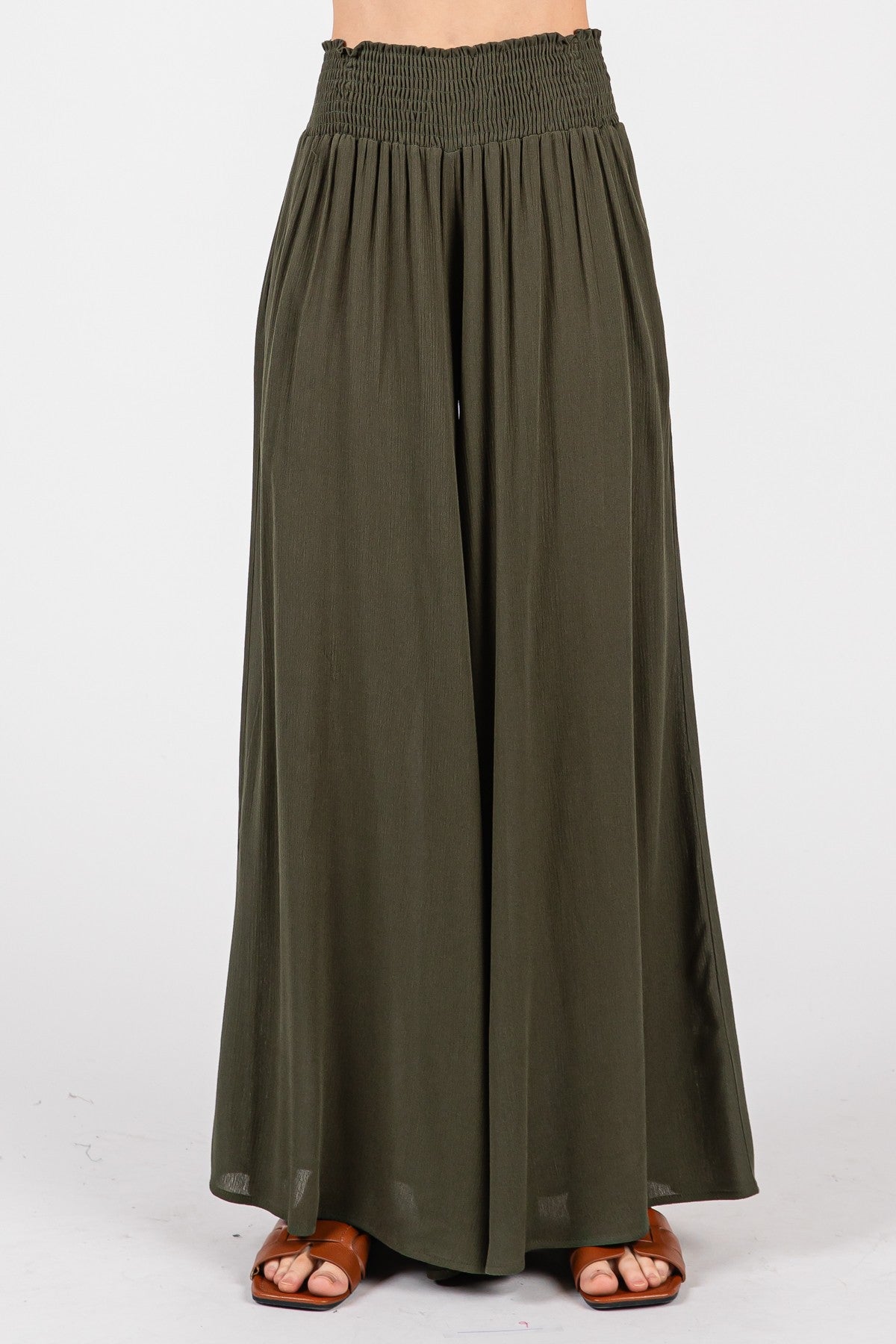 Smocked Wide Leg Pants