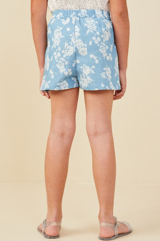 Floral Chambray Shorts