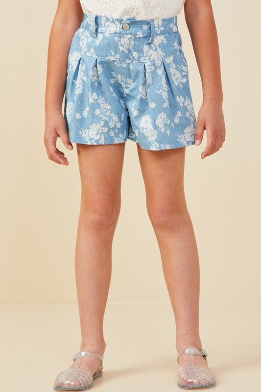 Floral Chambray Shorts
